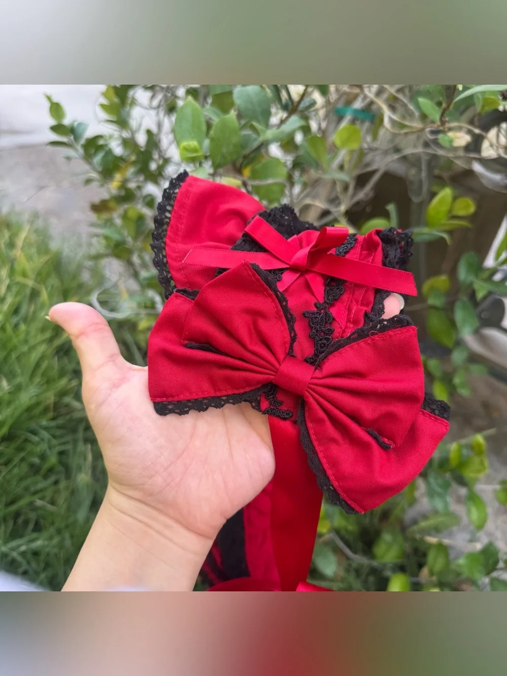 Bodyline EGL Gothic Lolita Jfashion Red & Black Beautiful Ribbon Bow Bonnet
